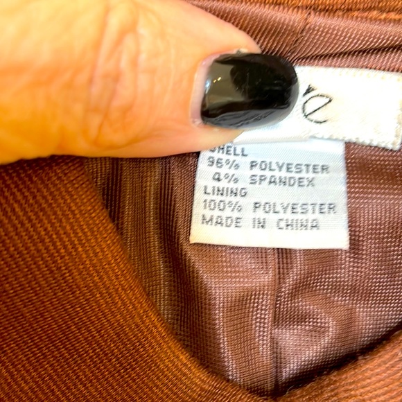 Caché Vintage Brown Zip-Up Jacket w/ Faux Leather Trim & Side-Lace Sleeves - Picture 10 of 11